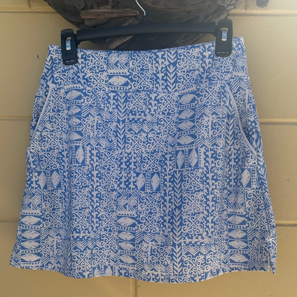 Sigrid Olsen Blue and White Patterned Mini Skirt